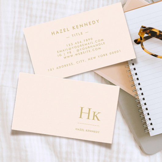 Carte De Visite Monogramme | Chic Blush Rose Or Simple Élégant