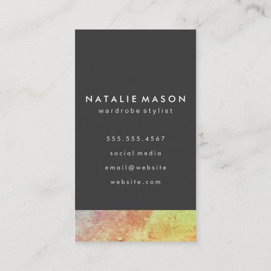 Carte De Visite Monogramme Chic Coloured Texture et gris (Dos)