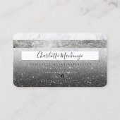 Carte De Visite monogramme chic en marbre noir parties scintillant (Dos)