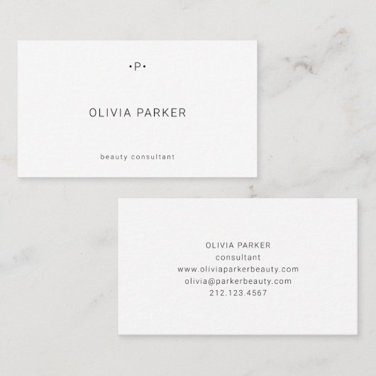 Carte De Visite Monogramme chic et minimal| Noir et blanc (Devant / Derrière)