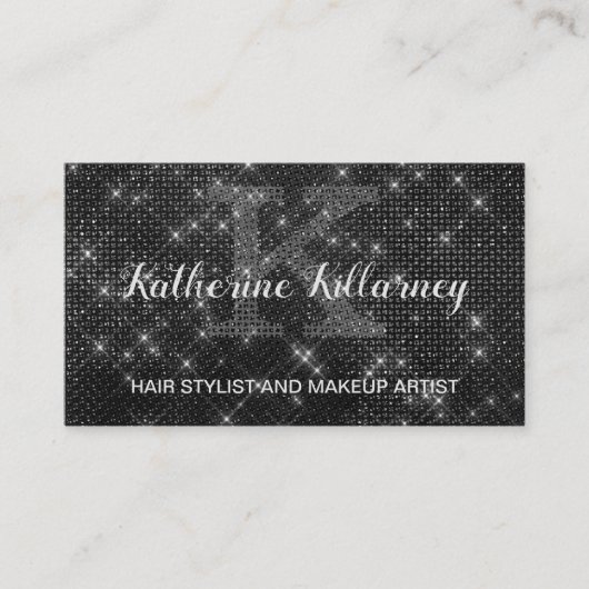 Carte De Visite Monogramme Chic Glam Sparkle Glam Chic (Devant)