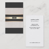 Carte De Visite Monogramme chic moderne Grilles noires et or (Devant / Derrière)