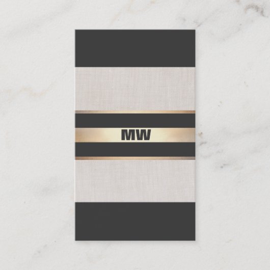 Carte De Visite Monogramme chic moderne Grilles noires et or (Devant)
