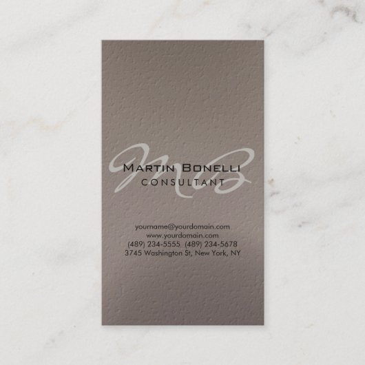 Carte de visite Monogramme Chic Vertical (Devant)