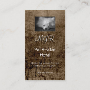 Carte De Visite Monogramme, Chiot Poméranien dormant, look cuir