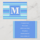Carte De Visite Monogramme ciel bandes bleues (Devant / Derrière)