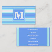 Carte De Visite Monogramme ciel bandes bleues (Devant / Derrière)