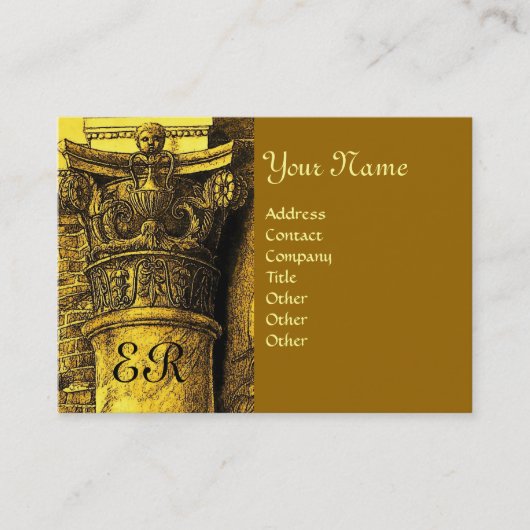 Carte De Visite MONOGRAMME CLASSIQUE 2 rouge jaune vif (Devant)