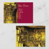 Carte De Visite MONOGRAMME CLASSIQUE 2 rouge vif jaune (Devant / Derrière)