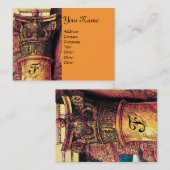 Carte De Visite MONOGRAMME CLASSIQUE 2 rouge vif jaune (Devant / Derrière)