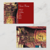 Carte De Visite MONOGRAMME CLASSIQUE 2 rouge vif jaune (Devant / Derrière)