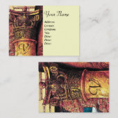 Carte De Visite MONOGRAMME CLASSIQUE 2 rouge vif jaune (Devant / Derrière)