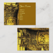 Carte De Visite MONOGRAMME CLASSIQUE 2 rouge vif jaune (Devant / Derrière)