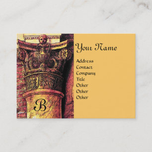 Carte De Visite MONOGRAMME CLASSIQUE 2 rouge vif jaune