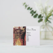Carte De Visite MONOGRAMME CLASSIQUE 2 rouge vif jaune, perle (Debout devant)