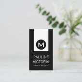 Carte De Visite Monogramme classique / Accent noir (Debout devant)