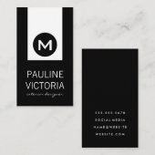 Carte De Visite Monogramme classique / Accent noir (Devant / Derrière)