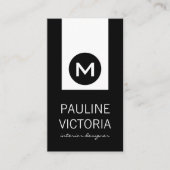 Carte De Visite Monogramme classique / Accent noir (Devant)