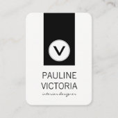 Carte De Visite Monogramme classique / Accent noir (Devant)