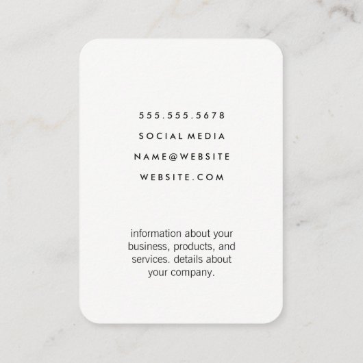 Carte De Visite Monogramme classique / Accent noir (Dos)