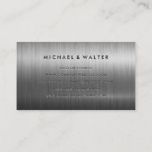 Carte De Visite Monogramme classique | Aluminium métallique argent (Dos)