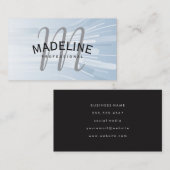 Carte De Visite Monogramme classique | Arrière - plan Lignes de di (Devant / Derrière)