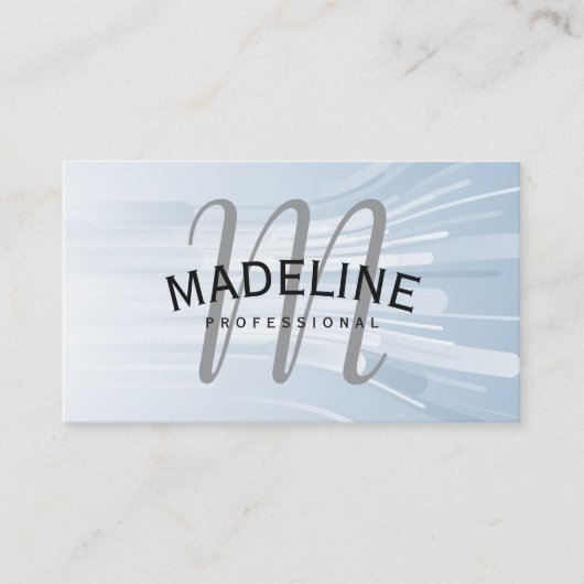 Carte De Visite Monogramme classique | Arrière - plan Lignes de di (Devant)