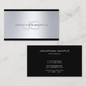 Carte De Visite Monogramme classique Artistic Silver Look Plat Lux (Devant / Derrière)