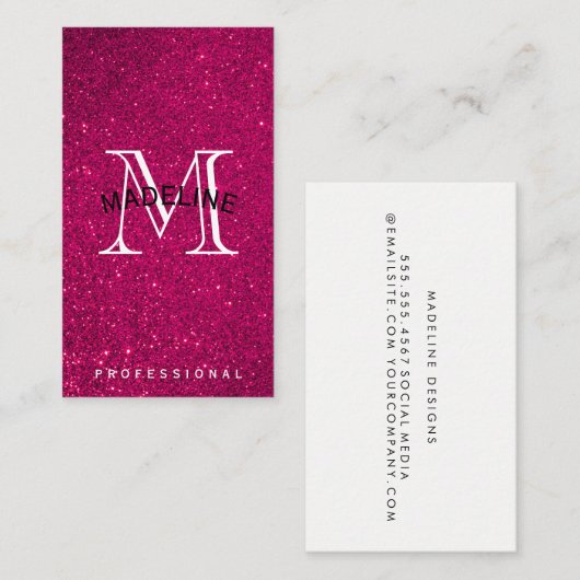 Carte De Visite Monogramme classique avec arc | Arrière - plan par (Devant / Derrière)