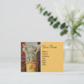Carte De Visite MONOGRAMME CLASSIQUE, brun clair, gris, jaune (Debout devant)