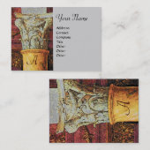 Carte De Visite MONOGRAMME CLASSIQUE, brun clair, gris, jaune (Devant / Derrière)