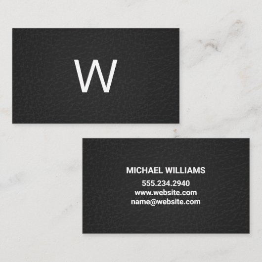 Carte De Visite Monogramme classique | Cuir (Devant / Derrière)