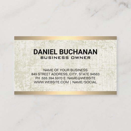 Carte De Visite Monogramme classique | Découpe en métal d'or Grung (Dos)