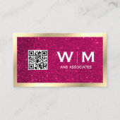 Carte De Visite Monogramme classique d'or | CODE QR | Scintille (Devant)