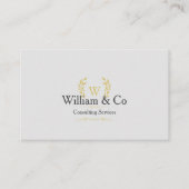 Carte De Visite Monogramme classique Laurel Wreath Grey Gold (Devant)