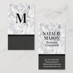 Carte De Visite Monogramme classique Marbre moderne Texture no