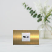 Carte De Visite Monogramme classique | Métallique d'or (Debout devant)