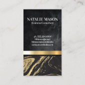 Carte De Visite Monogramme classique | Métallique en marbre d'or (Dos)