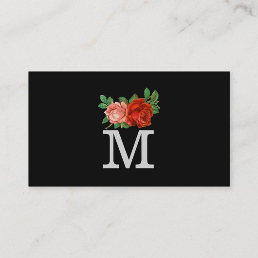Carte De Visite Monogramme classique minimaliste avec Rose (Devant)