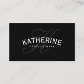 Carte De Visite Monogramme classique noir avec texte arc (Devant)