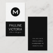 Carte De Visite Monogramme classique / Noir et blanc (Devant / Derrière)