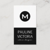Carte De Visite Monogramme classique / Noir et blanc (Devant)