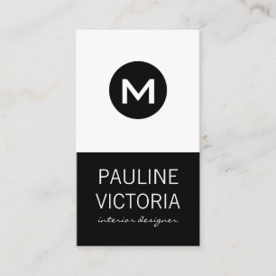 Carte De Visite Monogramme classique / Noir et blanc