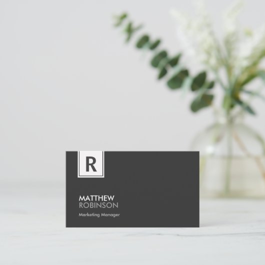 Carte De Visite Monogramme classique - Noir et Blanc moderne (Debout devant)