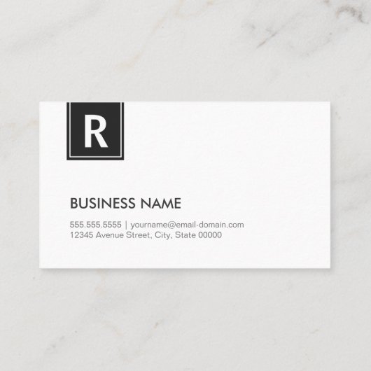 Carte De Visite Monogramme classique - Noir et Blanc moderne (Dos)