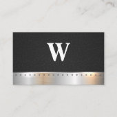 Carte De Visite Monogramme classique | Rivets en cuir métallique (Devant)