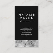Carte De Visite Monogramme classique sur le triage noir et marbre (Dos)