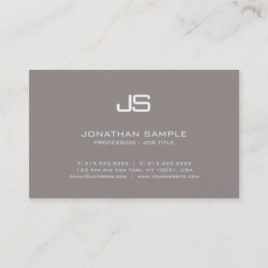 Carte De Visite Monogramme Classique tendance Design moderne sobre (Dos)