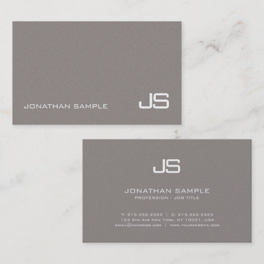 Carte De Visite Monogramme Classique tendance Design moderne sobre (Devant / Derrière)