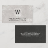 Carte De Visite Monogramme classique Texture gris simple (Devant / Derrière)